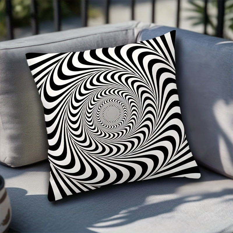 Geometric Cushion Cover Black White Striped Dotted Grid 44cm Polyester Sofa Bed Decor