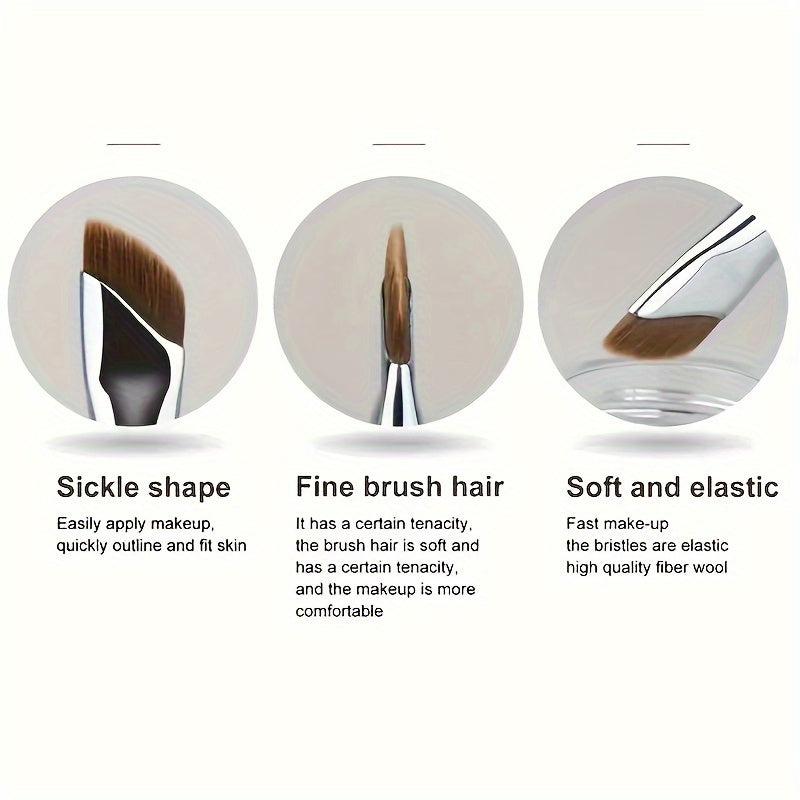 Unisex Synthetic Angled Eyeliner and Brow Brush Flat Tip for Detailed Makeup