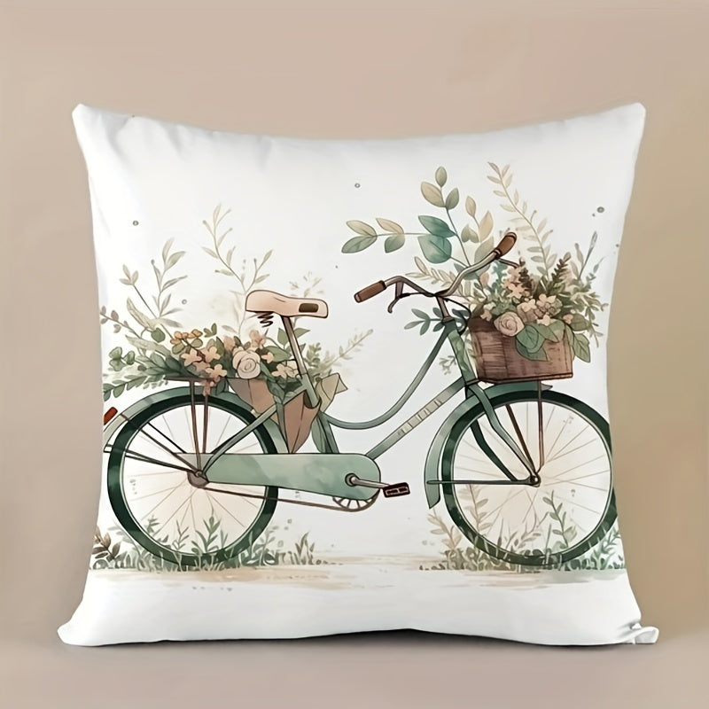 Bicycle Pattern Cushion Cover for Sofa Living Room Modern Fabric Pillow 46.18cm