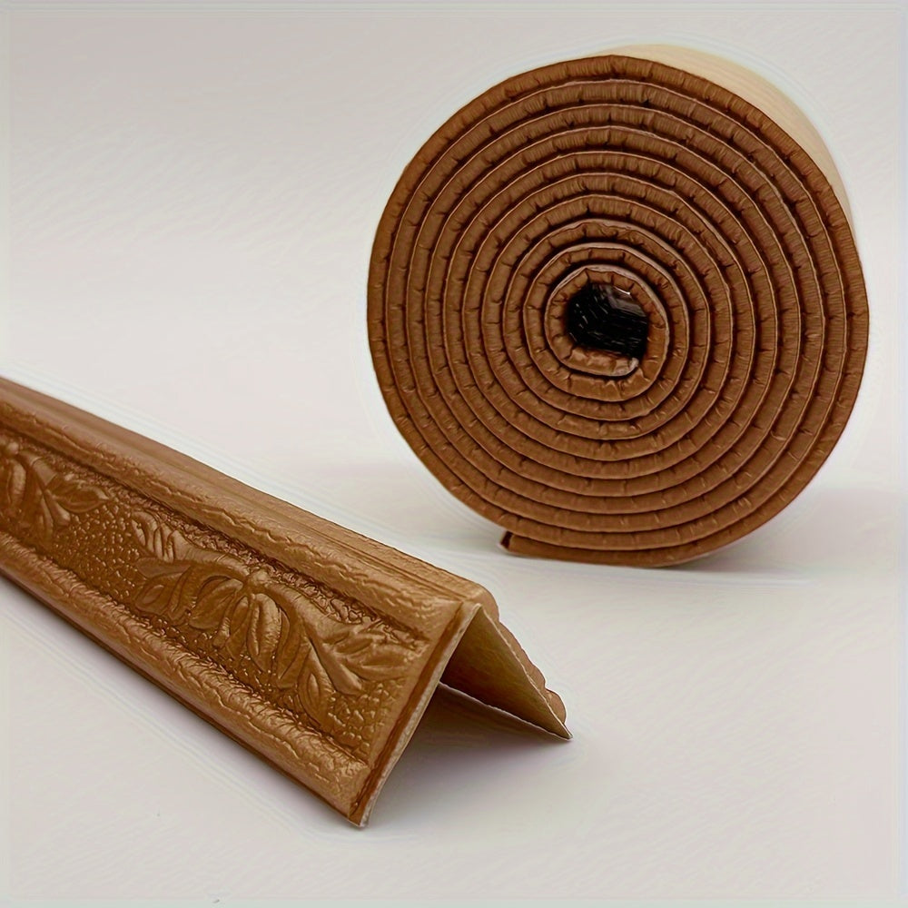 Golden Floral Self-Adhesive Vinyl Wall Trim with Leaf Pattern for Ceilings and Walls 230cmx8cm