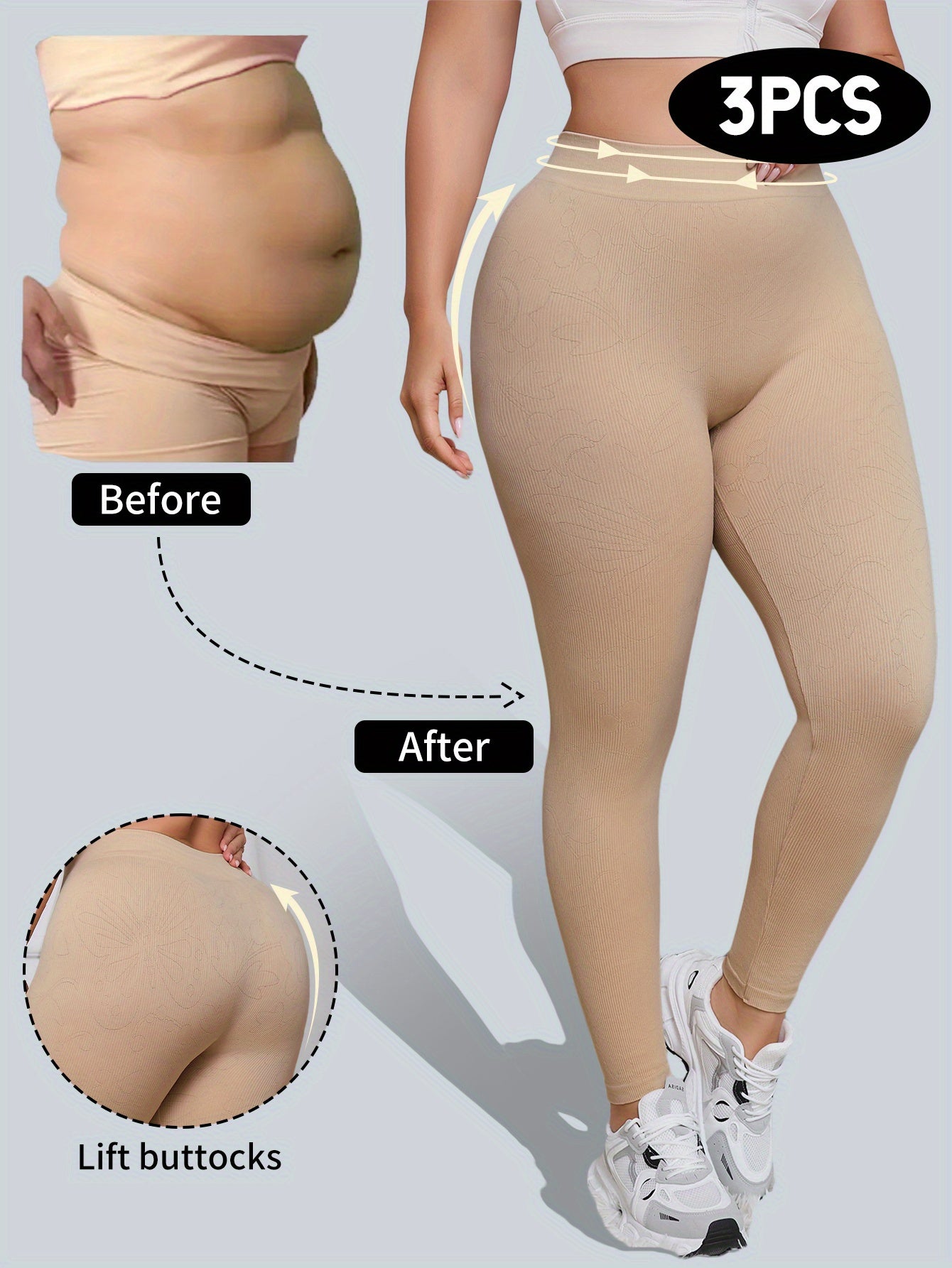 Women's Plus Size Seamless High-Waisted Yoga Leggings Tummy Control