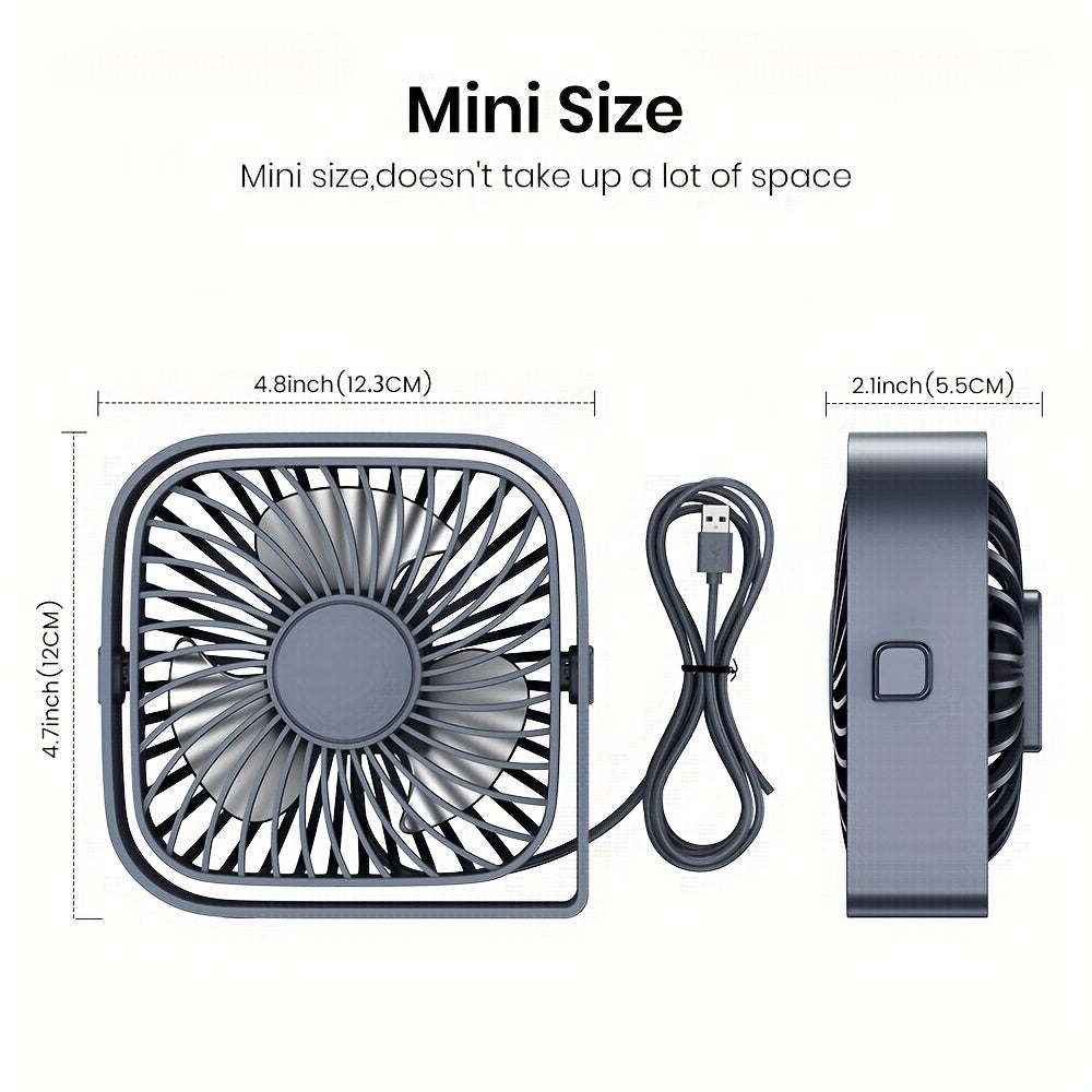 Portable USB Desk Fan with 3 Speeds Silent 360° Operation