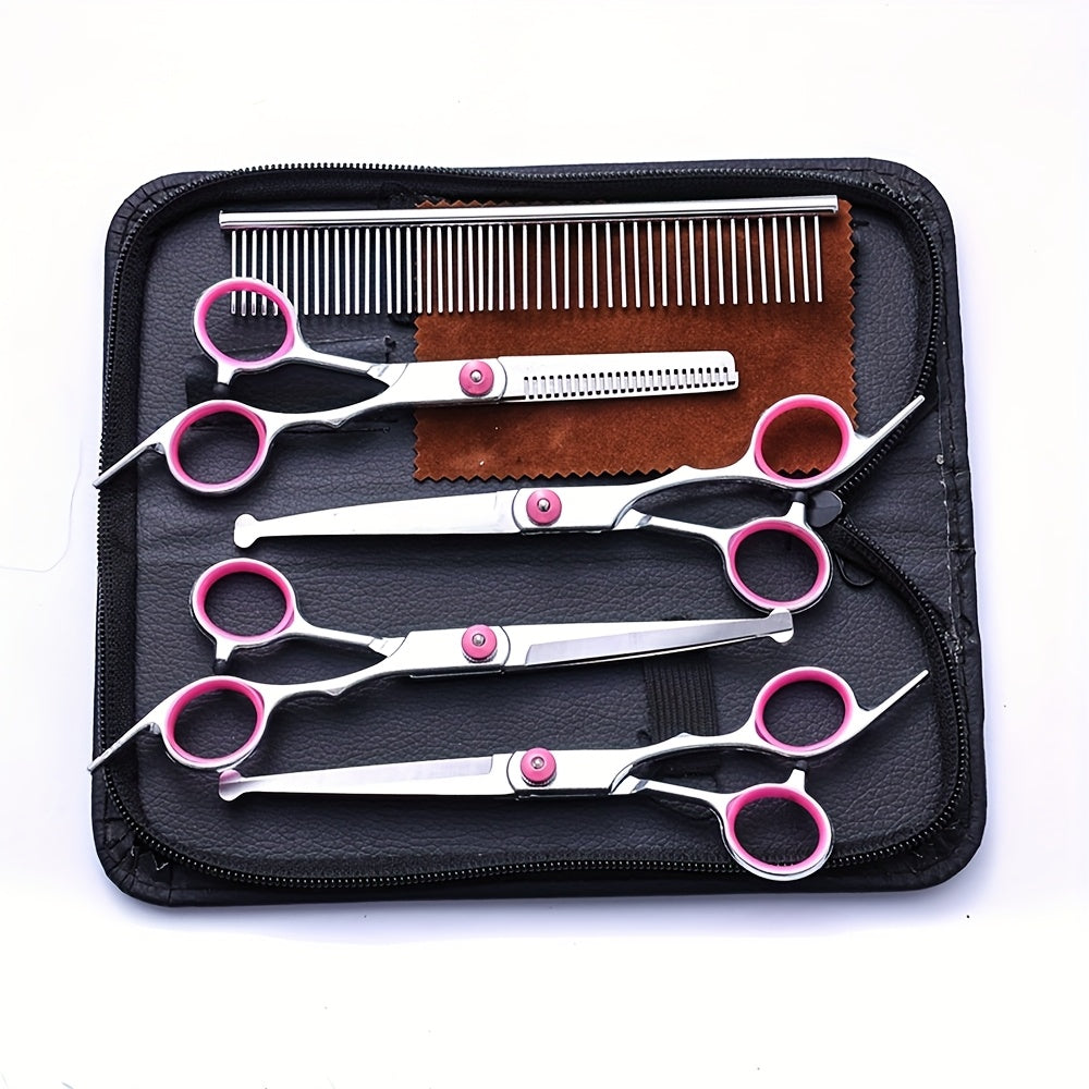 6-Piece Stainless Steel Pet Grooming Scissors Set for Dogs and Cats