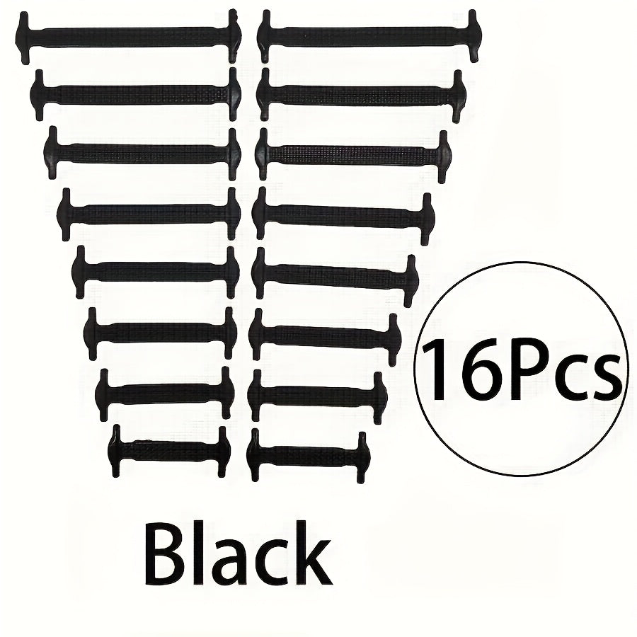16 Pcs Elastic No-Tie Shoelaces for Sports and Casual Wear Durable & Comfortable