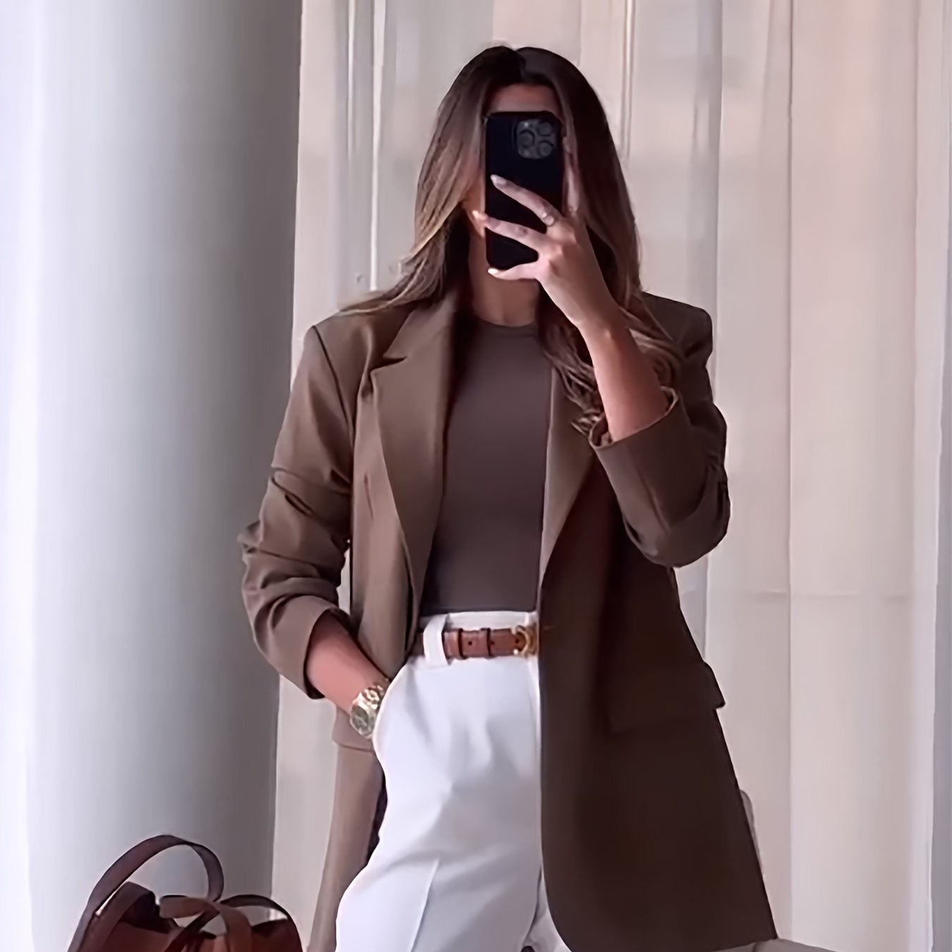 Women's 2024 Solid Color Long Sleeve Blazer with Button Details