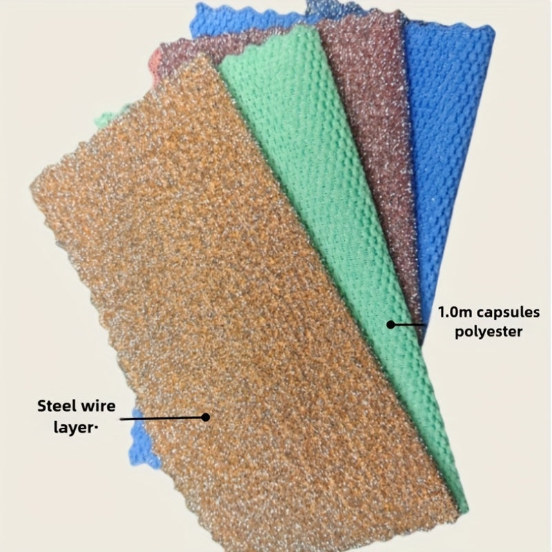 Juego de 3, 5 o 10 paños de limpieza de tela de alambre de acero de doble cara
