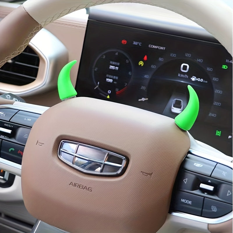 2 dona Mini Devil Horn Avtomobil Boshqaruv Ruliga Yelimlar Chiroyli Panel Aksesuarlar