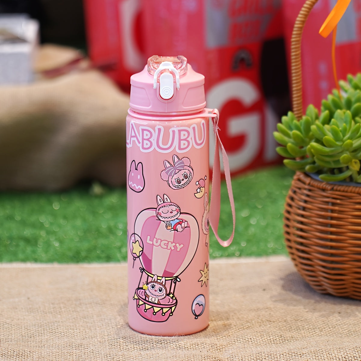 23oz suyuqlik o'tkazmaydigan portativ suv shishasi, sport, lager va maktab uchun qo'l halqasi bilan