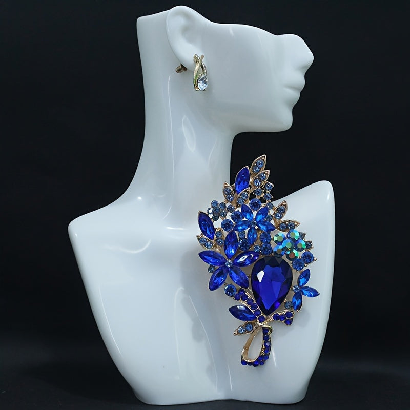 Flower-Shaped Rhinestone Brooch for Women, Elegant Lapel Pin for Dresses and Coats