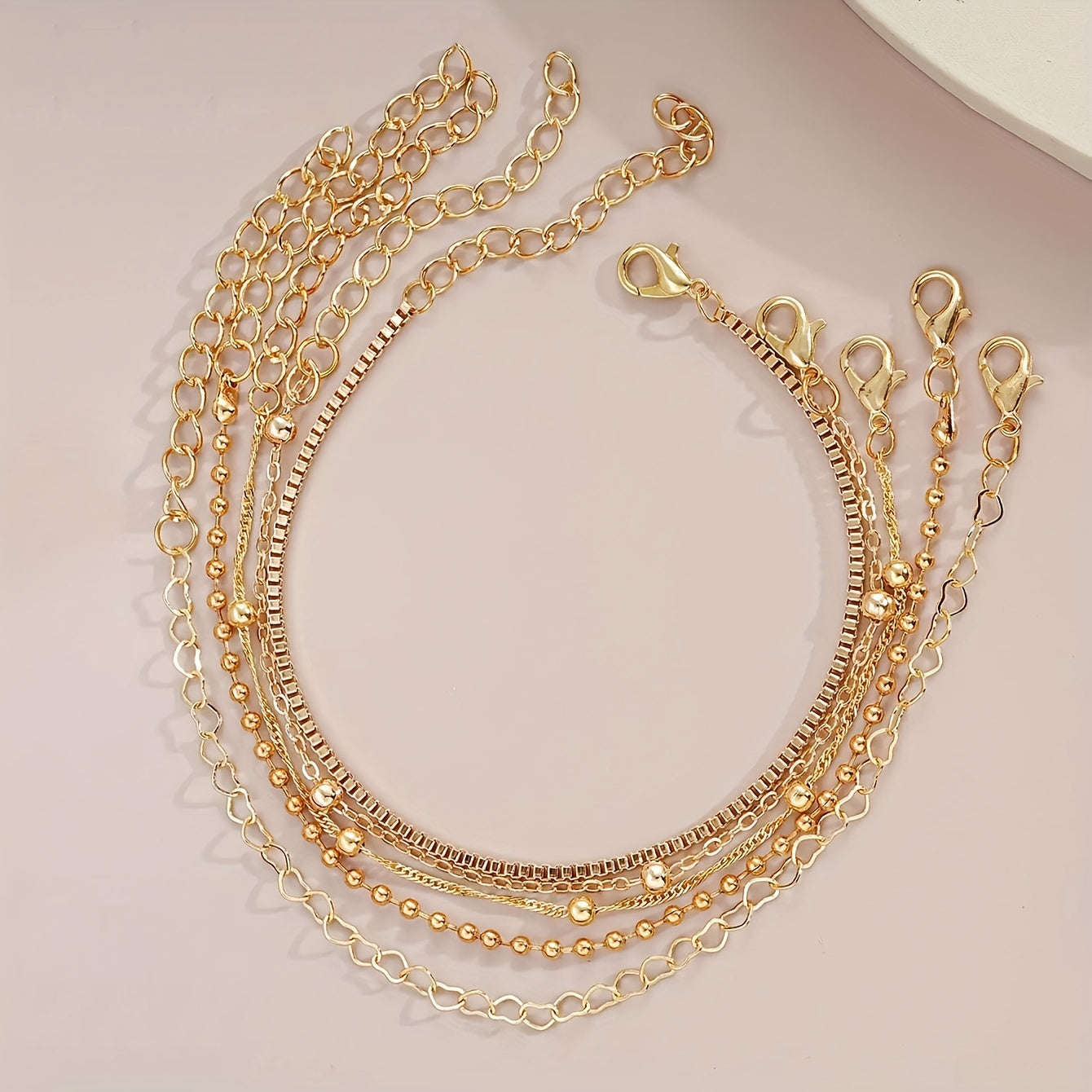 Women's Gold and Pearl Jewelry Set with Stud Earrings Necklaces Rings and Bracelets