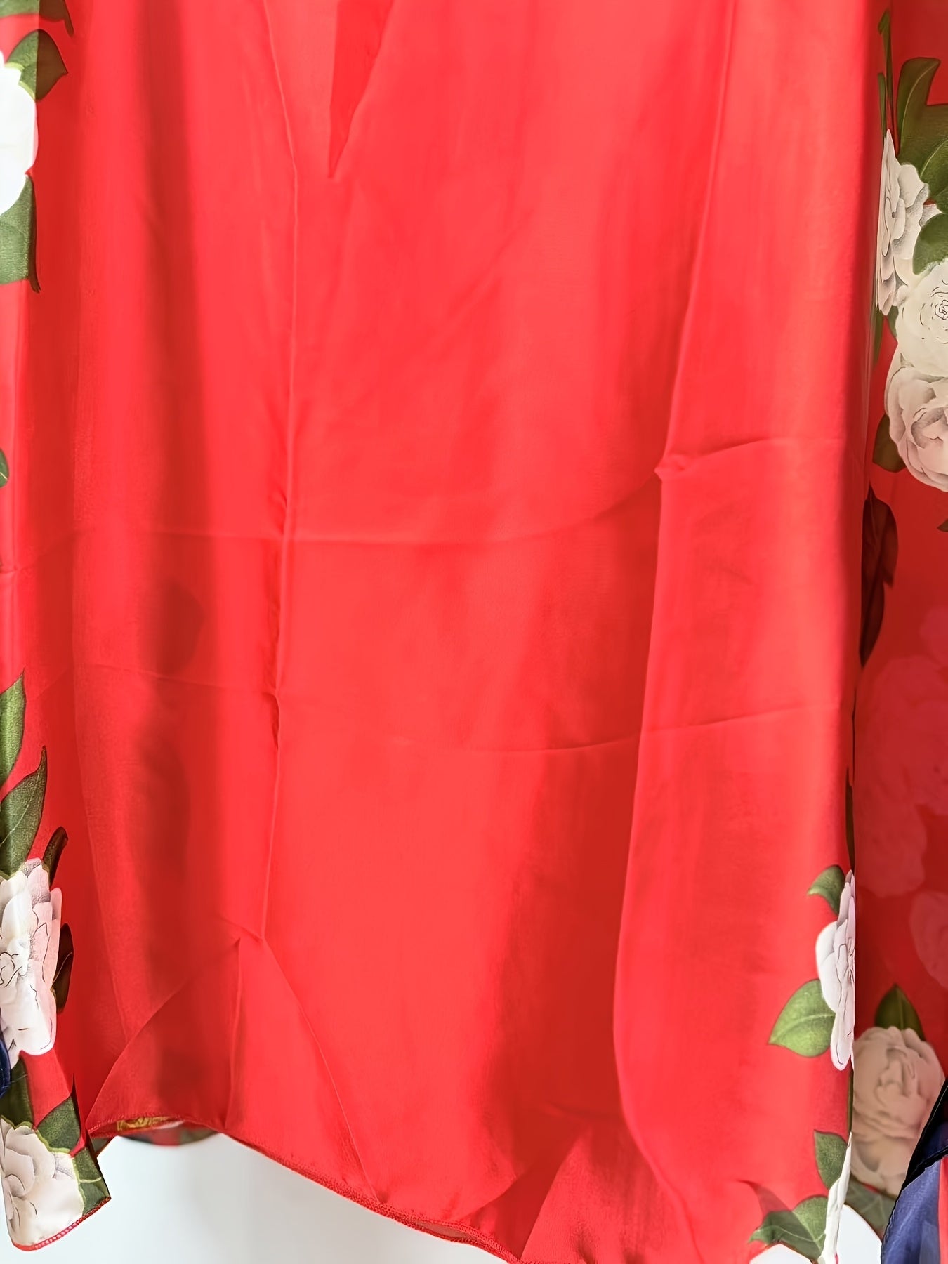 Plus Size Women Bohemian Floral Print Robe Summer Dress with Pockets