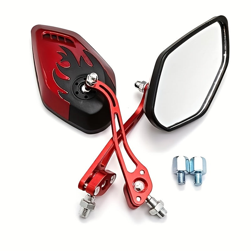 Motorcycle Side Mirrors with 8mm and 10mm Rearview Glass for Cruiser Chopper Cafe Racer Off-Road Bikes