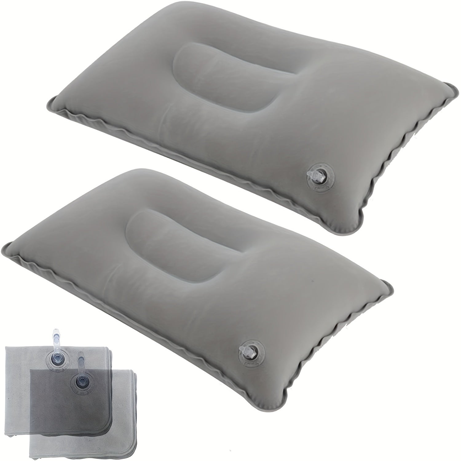Inflatable Pillow for Travel Camping Office Car Support Neck Lumbar 1 or 2 Pack