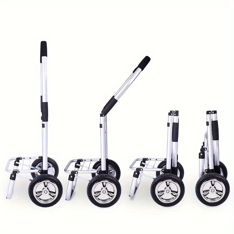 1 dona Qiyshayuvchi Xarid Savati, Suvga chidamli Sumka bilan, Qayta ishlanadigan G'ildiraklar bilan Portativ Trolley, Metall va Alyuminiy Qurilish, Elektr energiyasi talab qilinmaydi, Xarid qilish, Ko'chirish va Kamping uchun ideal.