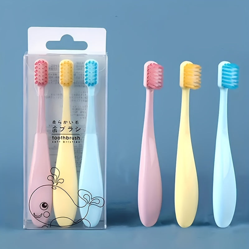 3-Pack Soft Bristle Toothbrushes Small Head Candy Colors Travel Dental Care