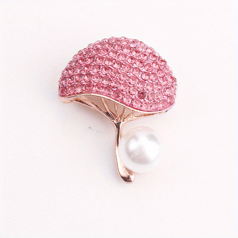 Vintage Mushroom Brooch Rhinestone Irregular Design for Dresses and Sweaters