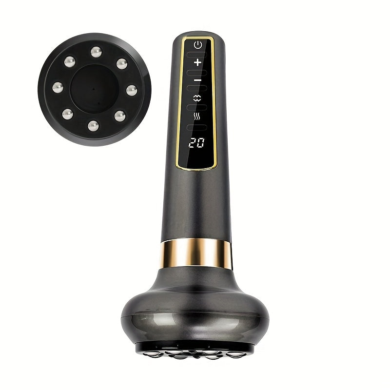 12-darajali elektr vakuumli bankalar massaj qiluvchi, tanani qirqish vositasi, issiq siqish, po'lat sharli rolik va 1800mAh litiy batareyasi bilan.