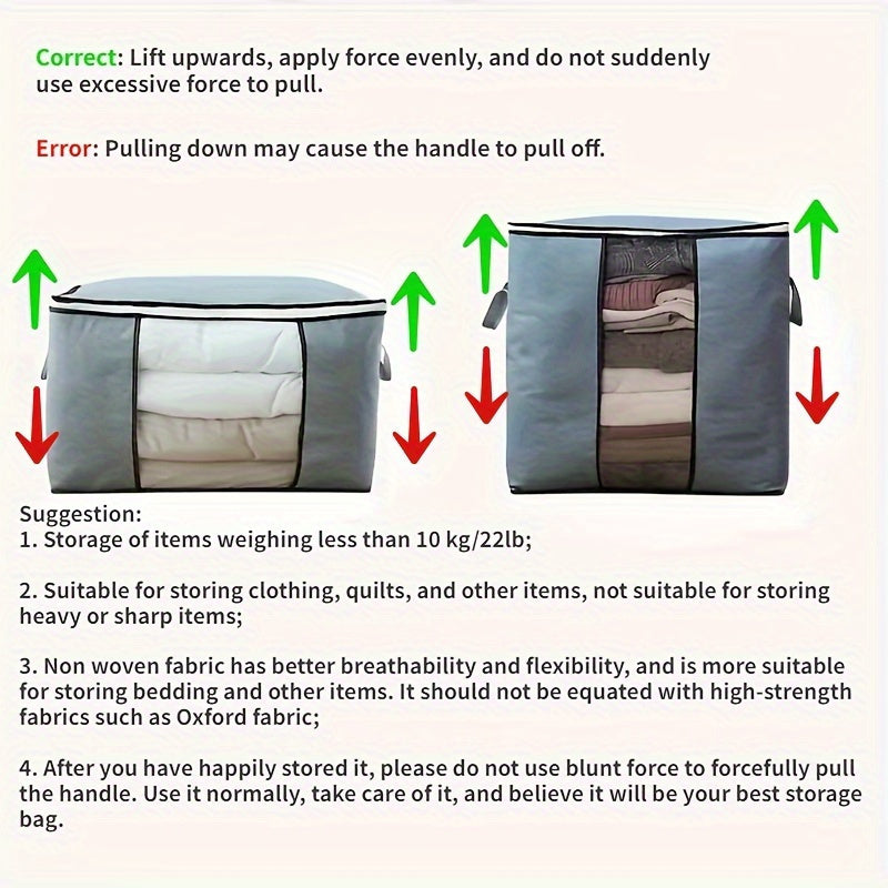Bolsa de almacenamiento plegable de gran capacidad para quilts, ropa, RV, no tejida