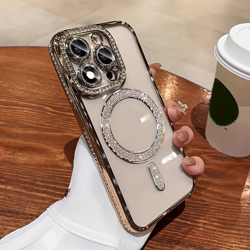 Luxury Rhinestone Magnetic Phone Case for iPhone 11 Pro Max Lens Protection