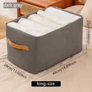 Dark Grey Non-Woven Fabric Storage Box with Faux Leather Handle, 28x48x28cm