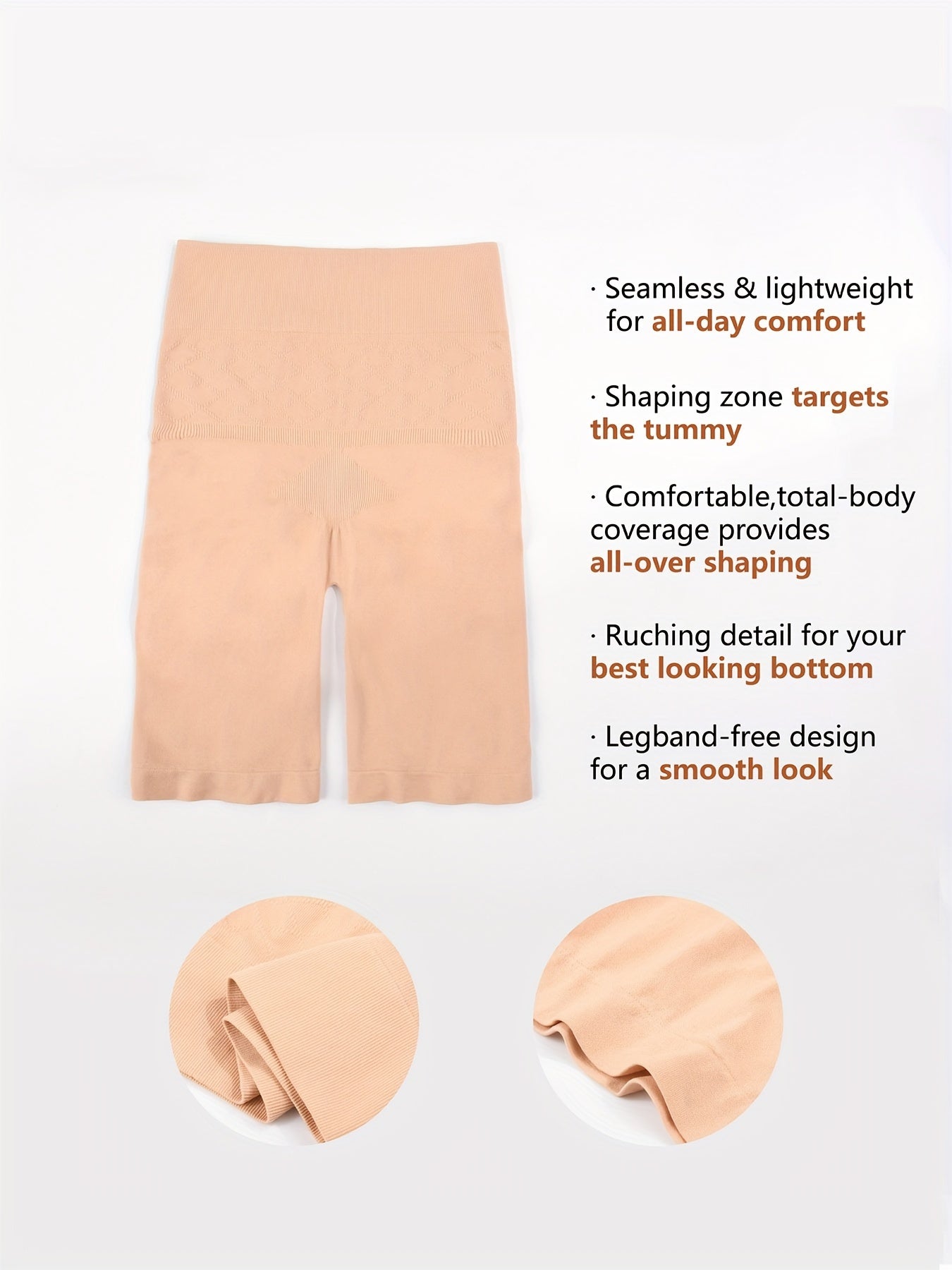 Women Seamless High-Waist Butt Lifting Shorts with Tummy Control Non-Rolling Leggings