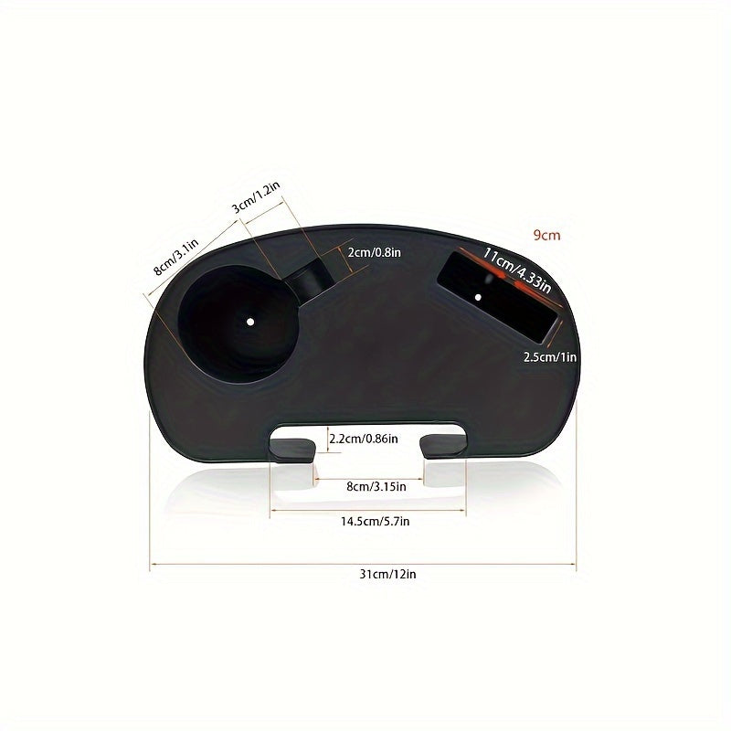 Durable Plastic Lounge Chair Cup Holder Tray Foldable Side Table Black