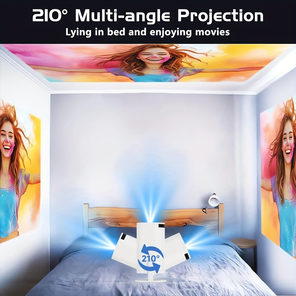 Мини портативный беспроводной видеопроектор 4K HD с встроенными ТВ-приложениями