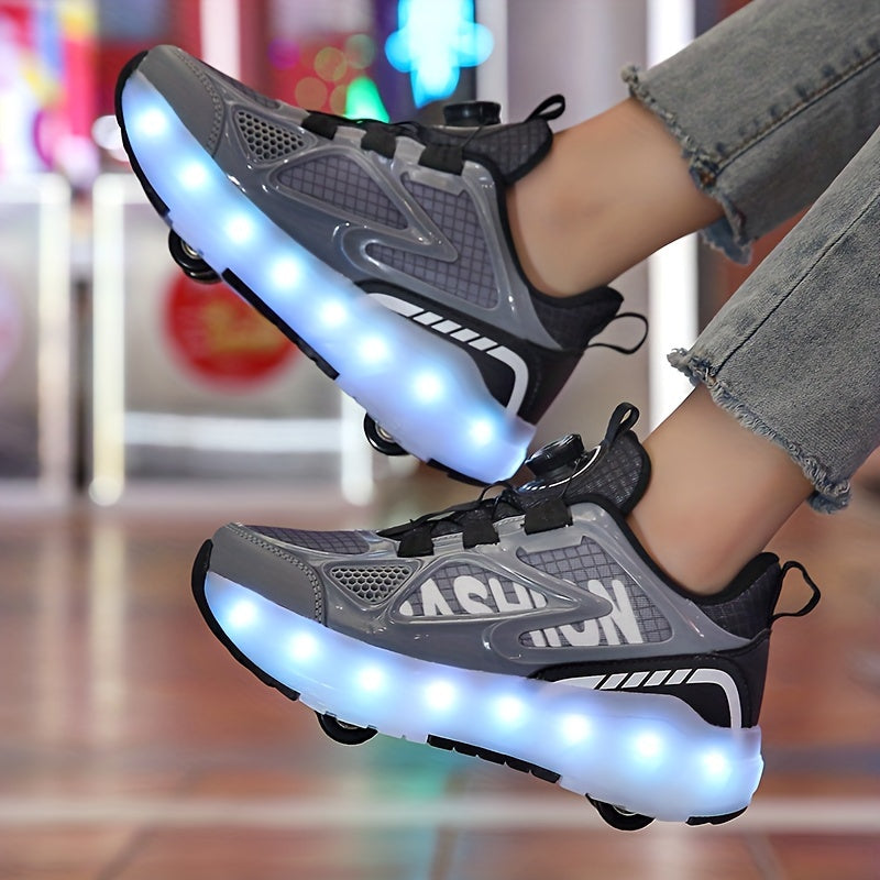 Kids LED Light-Up Sneakers for Boys and Girls Adjustable Brightness Breathable Fabric All-Season Casual Shoes