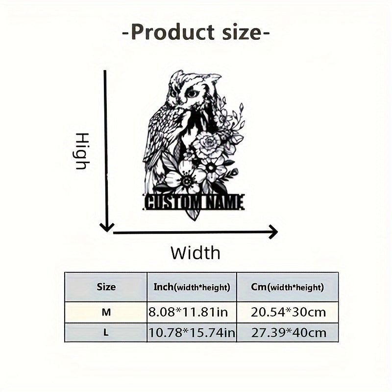 Personalized Owl Wall Art Metal Home Decor with Custom Name Plate