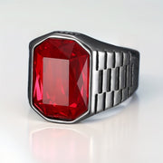 Shiny Cubic Zirconia Men's Stainless Steel Ring Jewelry Accessory