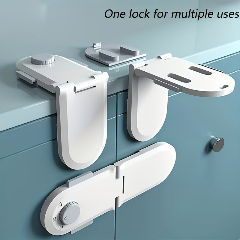 Safety Drawer Lock with Right Angle Lock for Cabinets and Refrigerator Doors