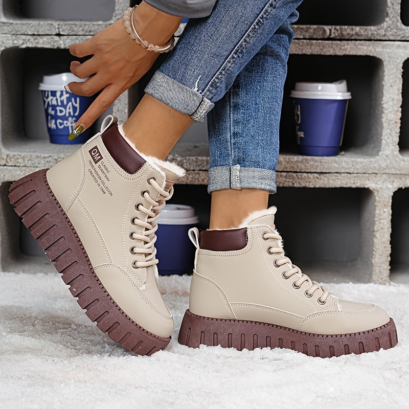 Women's Snow Boots Plush Lined Winter Waterproof Shoes Thick Sole