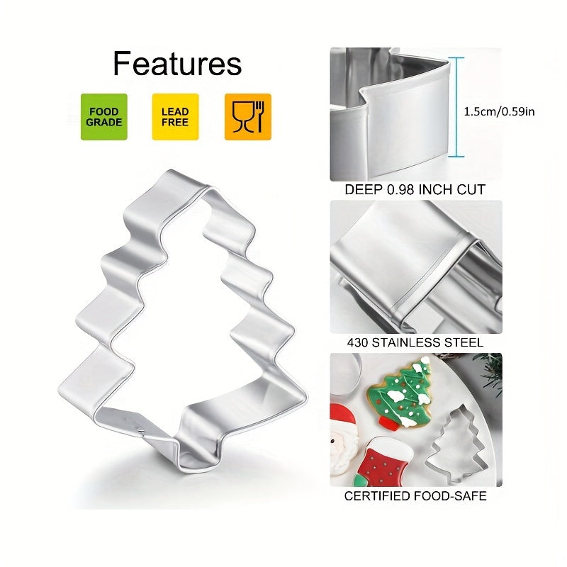 Set of 12 Stainless Steel Christmas Cookie Cutters Snowman Snowflake Tree Santa