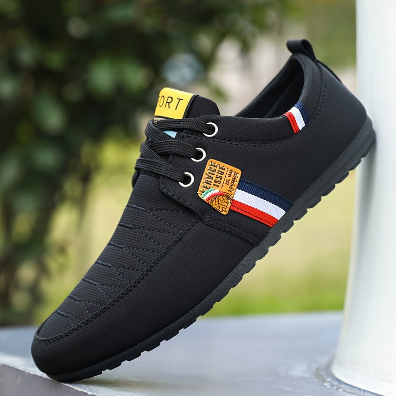 Plus Size Men Solid Color Casual Walking Shoes Non-Slip Lace-Up Durable Sole