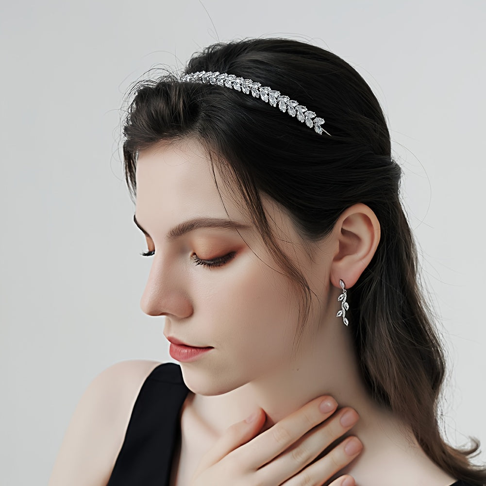 Silvery Rhinestone Crystal Hairband with Faux Pearls for Bridal Parties Weddings