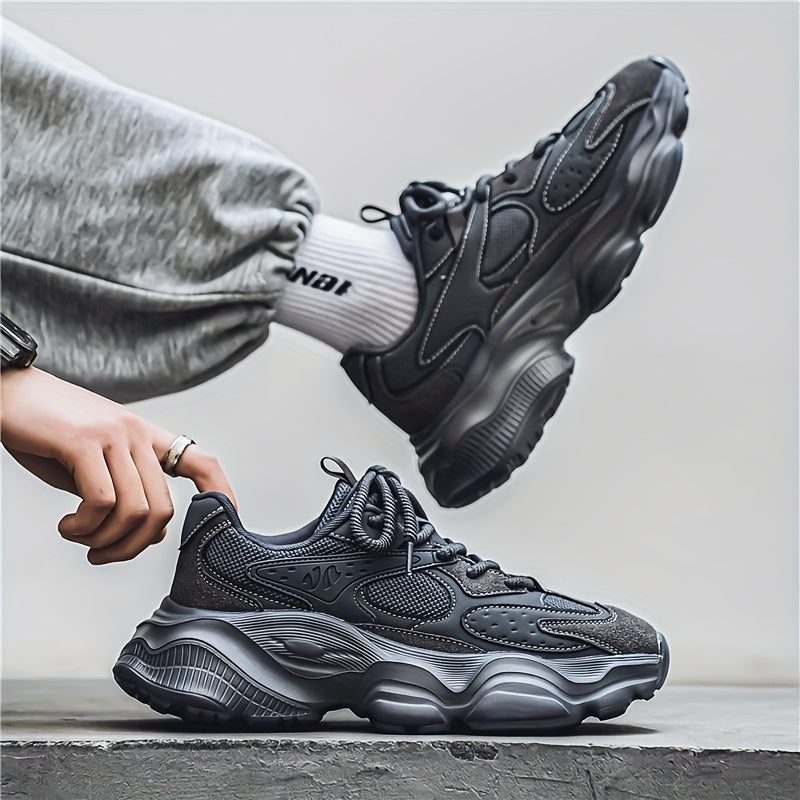 Men's Sneakers Breathable Mesh Casual Sports Mid-Top Lace-Up Anti-Slip Sole