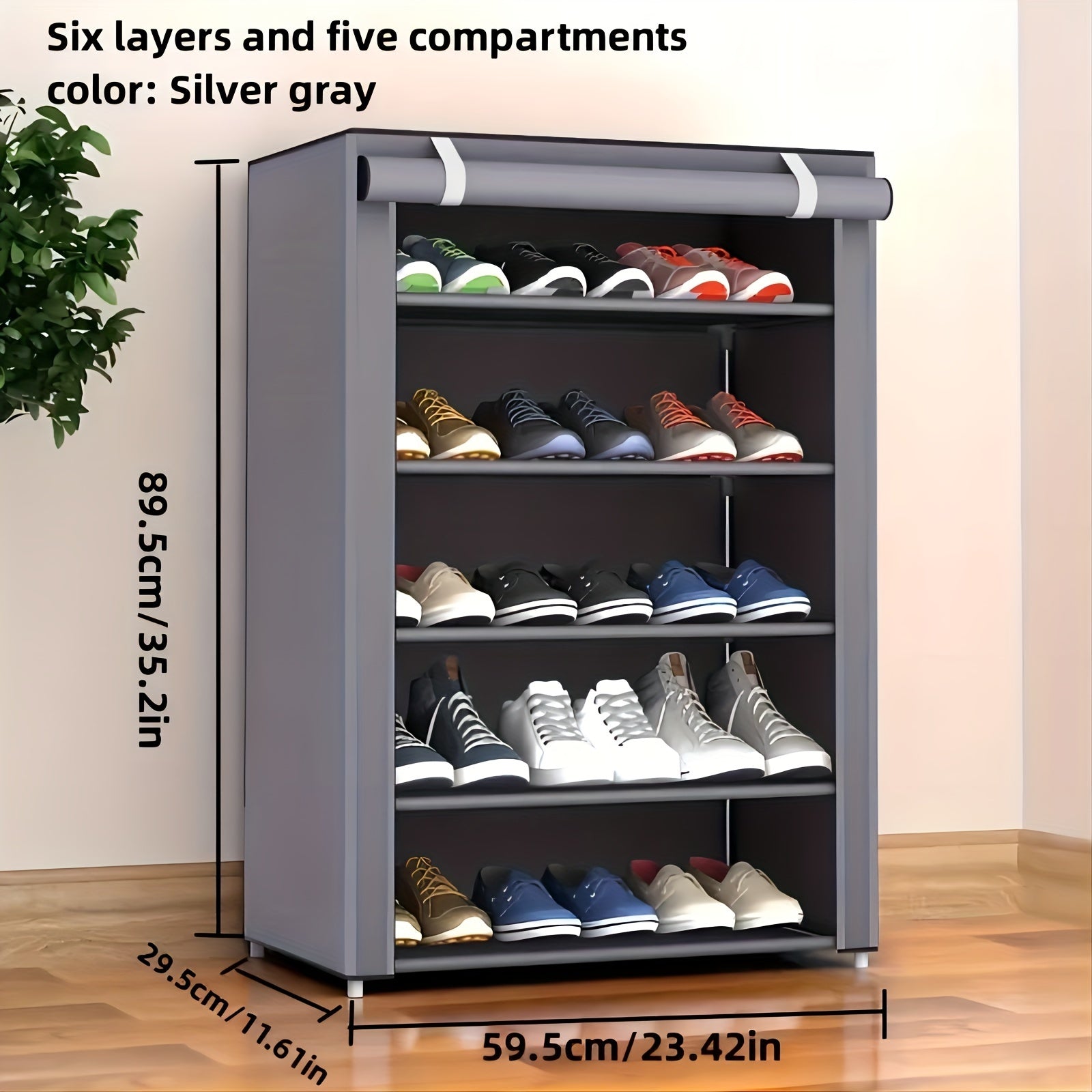 Double-Row Shoe Cabinet Multi-Layer Shoe Organizer for Living Room Bedroom Entryway