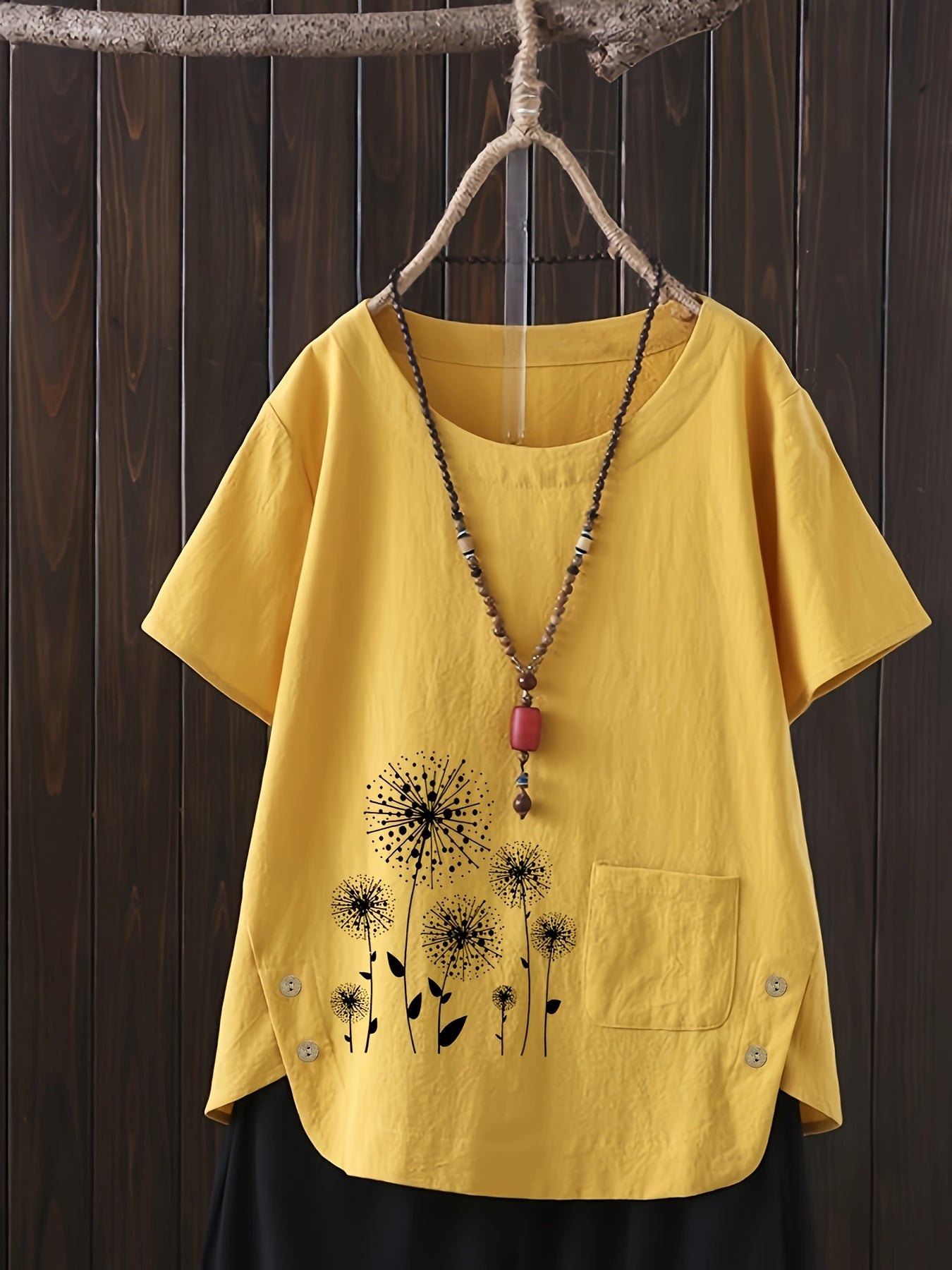 Plus Size Women's Cotton Short Sleeve T-Shirt Casual Loose Fit Summer Print
