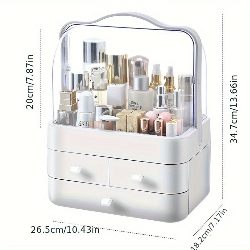 Plastic Cosmetic Organizer with Drawers Portable Vanity Bathroom Storage 26.49x18.21x34.7 cm