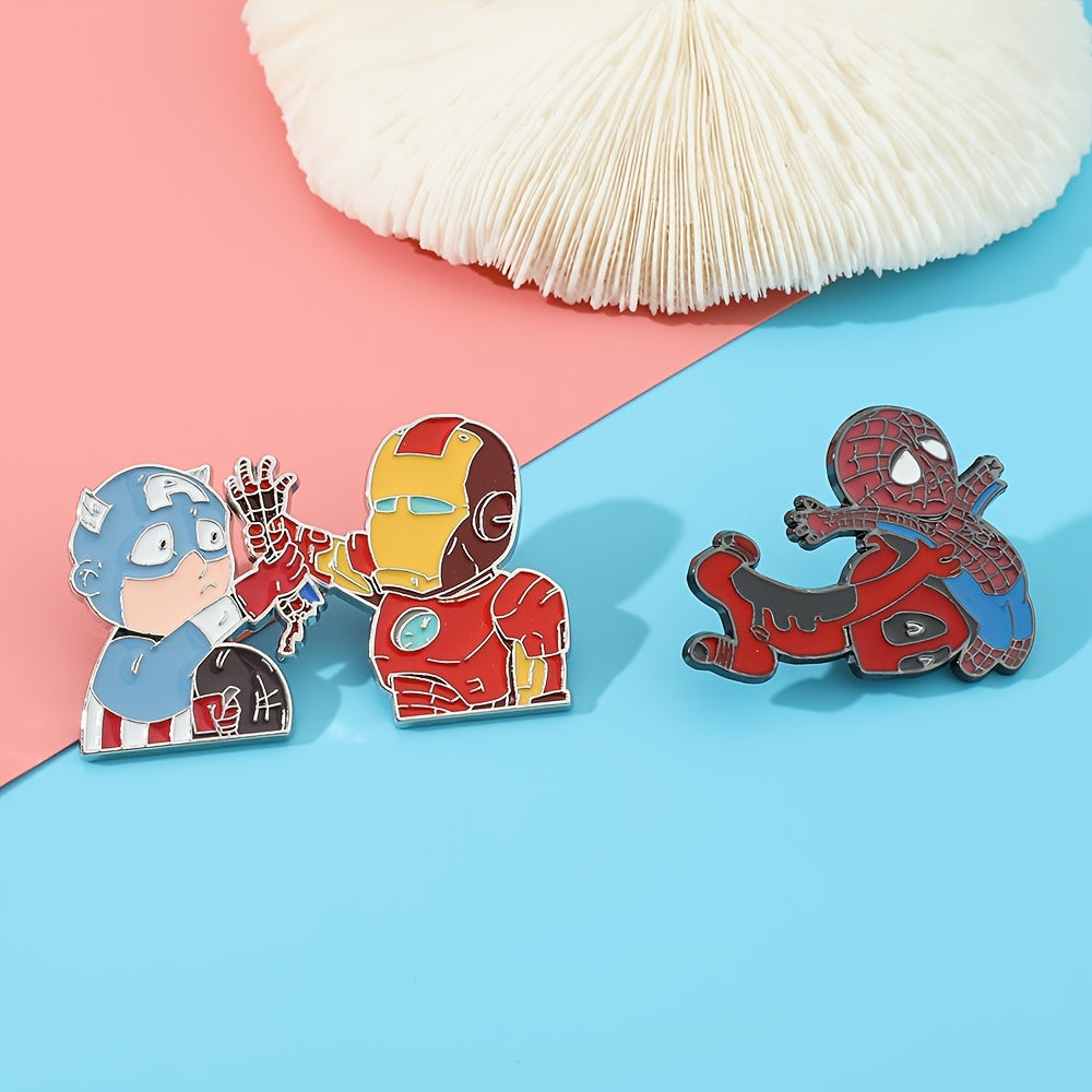 Cartoon Character Enamel Pins Deadpool and Iron Man Metal Badges for Clothing and Backpacks