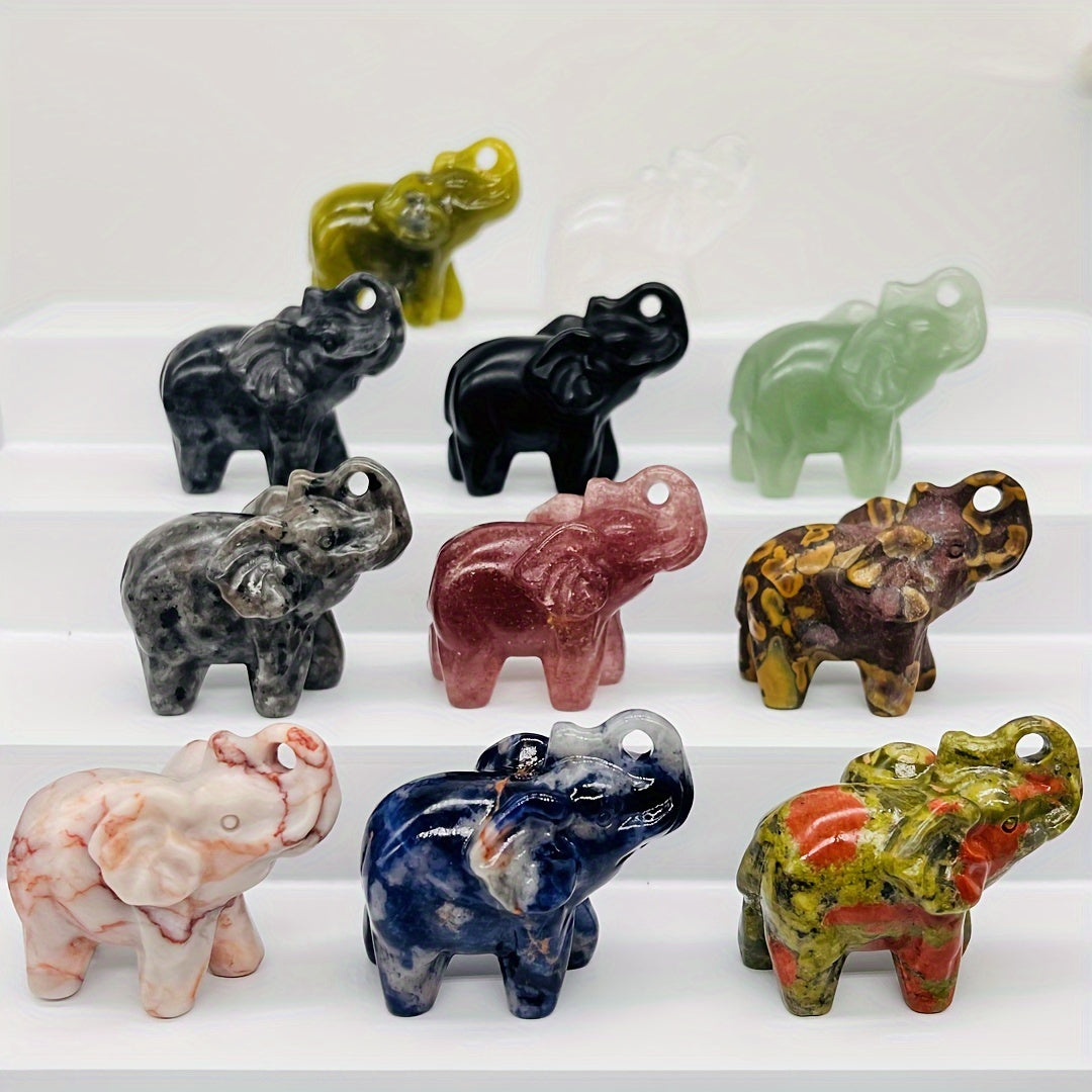 Crystal Carving Elephant Ornament 40mm Natural Crystal Stone Home Decor Gift