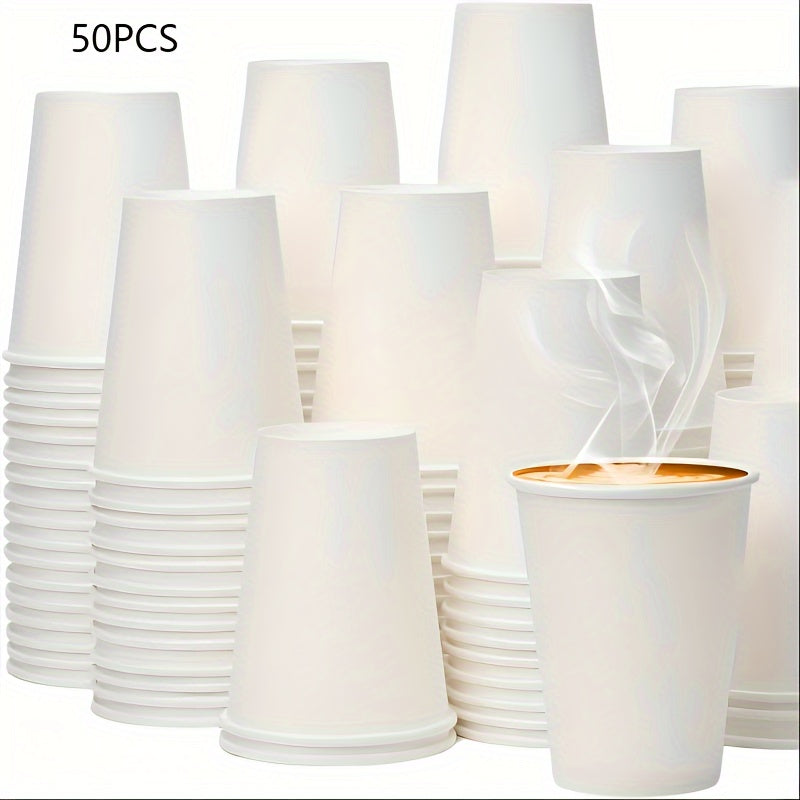 Disposable White Paper Cups 200ml Pack of 50 100 200 500 for Hot Cold Beverages