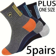 Men's Sports Socks 5 Pairs Breathable Polyester Geometric Pattern EU 38-43 for Spring and Fall