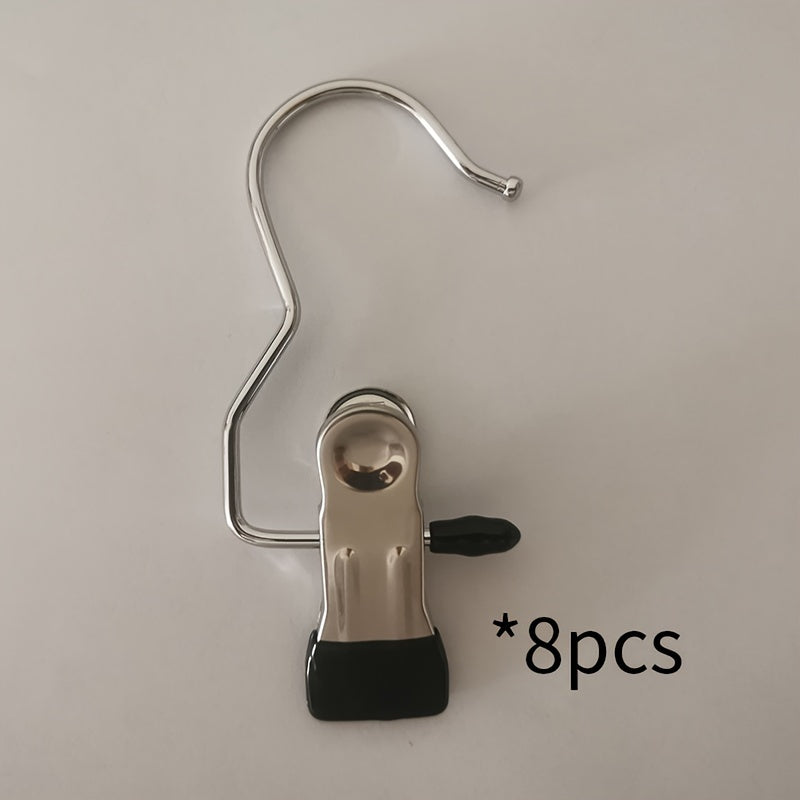 Stainless Steel Laundry Clips with Hooks for Socks and Clothes Organization