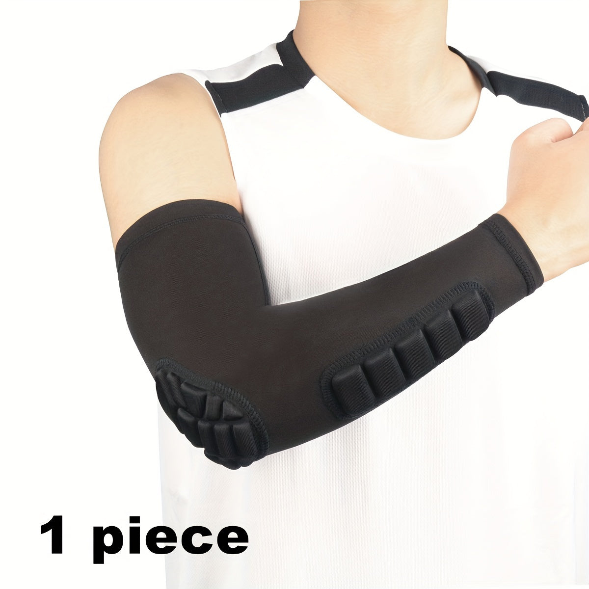 Sports Arm Guard with Detachable Honeycomb Pad Anti-Slip Strip for Basketball Football Cycling Rugby Tennis
