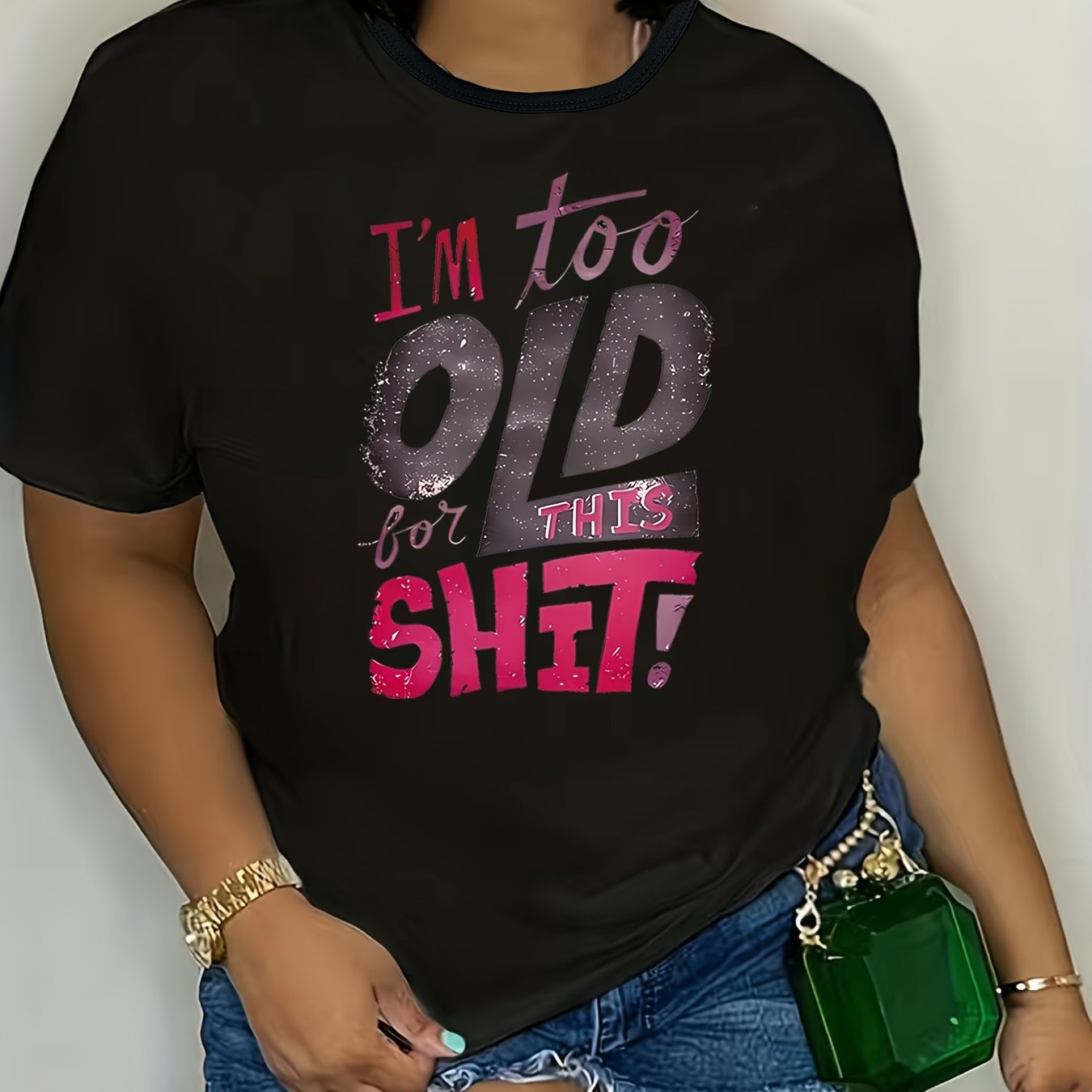 Women's Letter Print T-Shirt White Round Neck Casual Top for Spring Summer Autumn