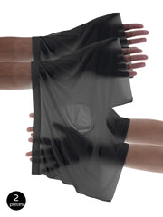 Men's Semi-Sheer Breathable Boxers Set of 2 with Icy Charm and Medium Stretch