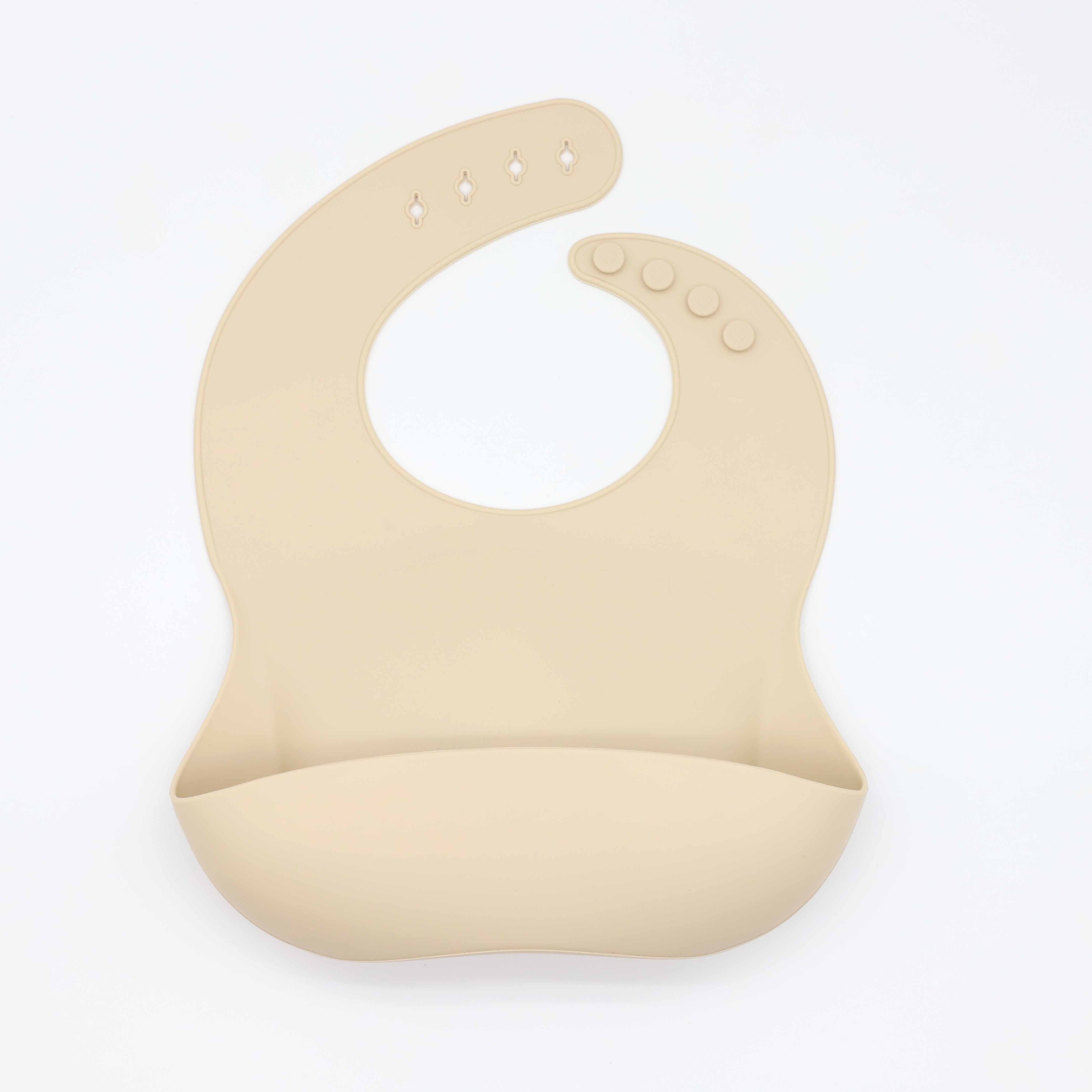 Adjustable Food Grade Silicone Feeding Bib for Babies and Toddlers with Food Catch Pocket