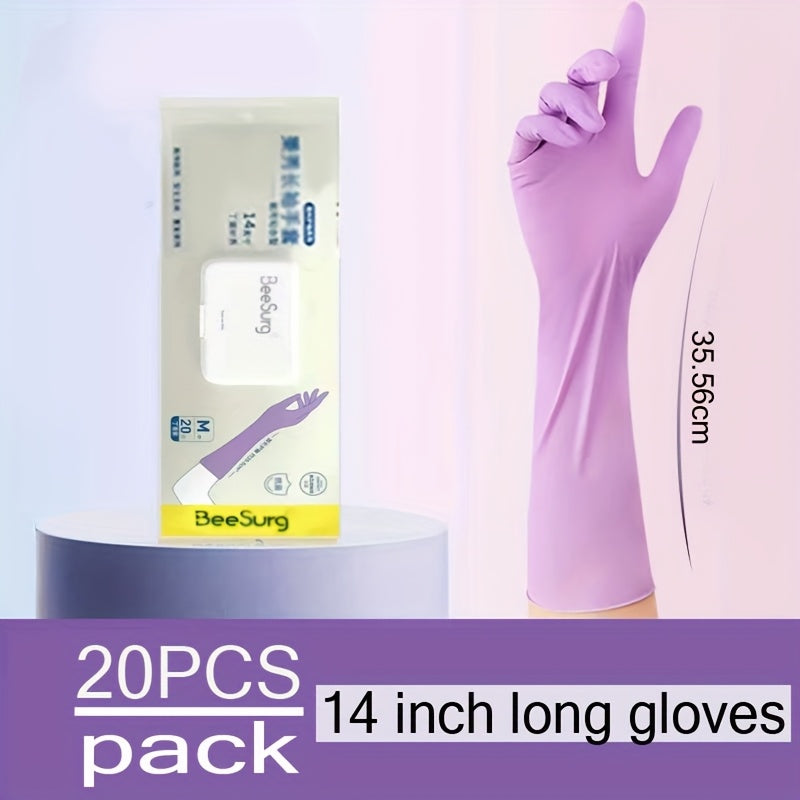 20 Nitrile Cleaning Gloves Waterproof Extra Thick 14-Inch Long Sleeves