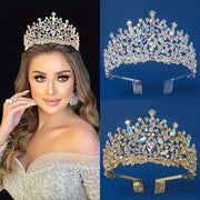 Bridal Crown with Vibrant Rhinestones Queen Tiara Hair Accessory for Weddings